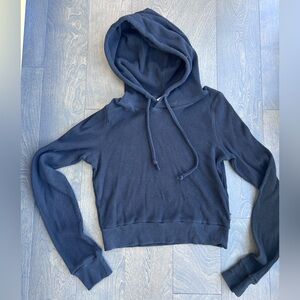 TNA Ribbed/Waffle Hoodie Black Size Medium